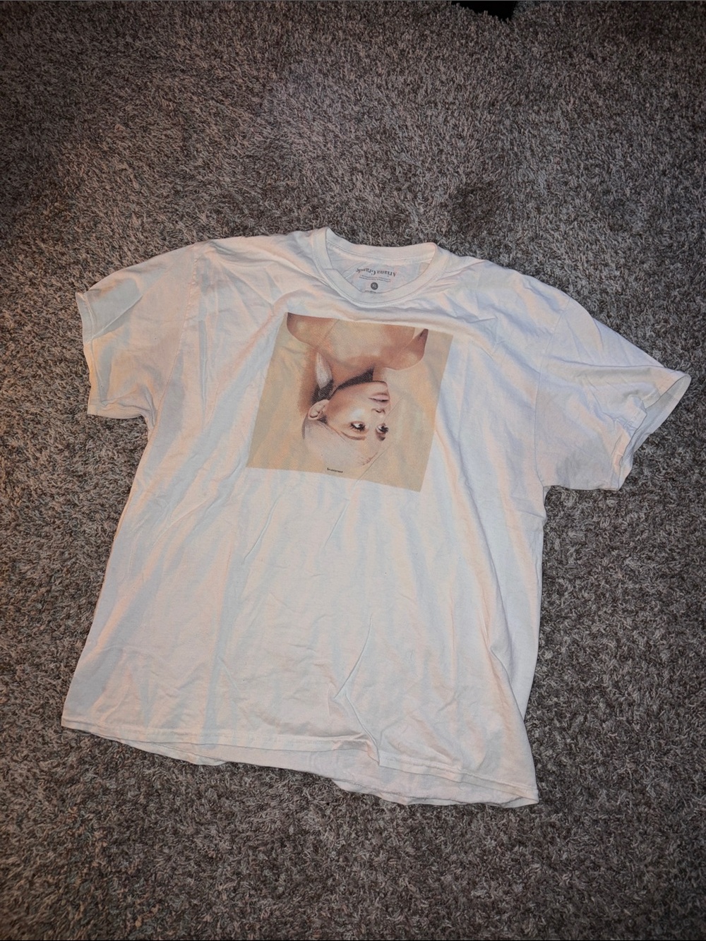Ariana Grande White Graphic T‑Shirt with Portrait Print